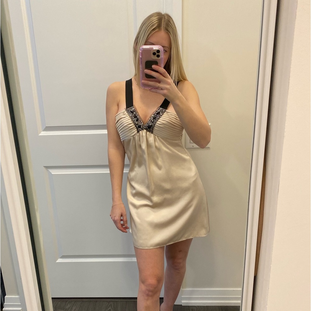 Beige silk dress by BCBG